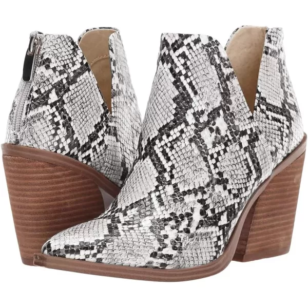 Kathemoi Womens Slip on Ankle Boots V Cutout Pointed Toe Chunky Stacked Mid Heel Booties