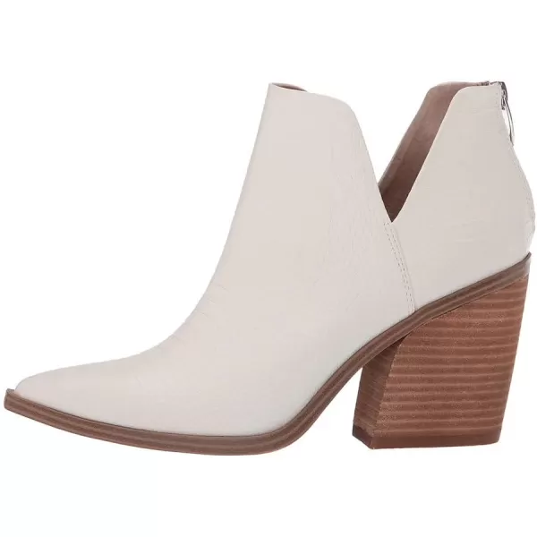 Kathemoi Womens Slip on Ankle Boots V Cutout Pointed Toe Chunky Stacked Mid Heel Booties