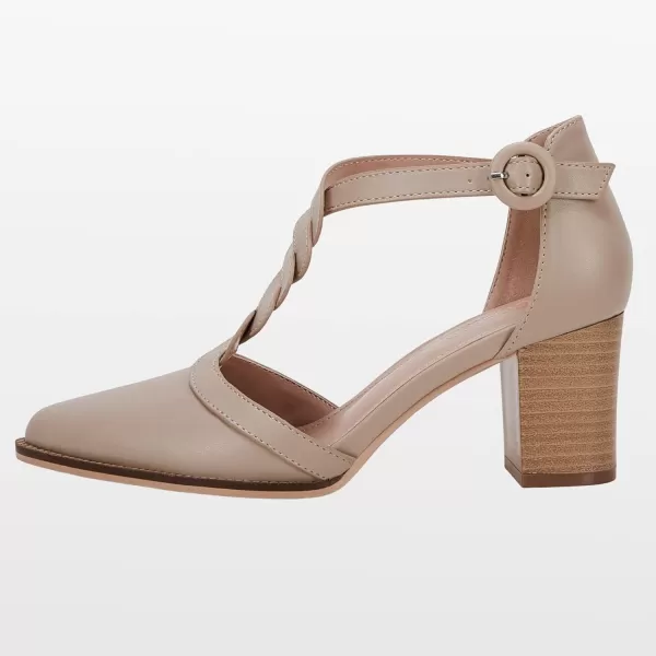 Womens Block Chunky Heels T Strap Dress Shoes Closed Toe Braided Stacked Heeled Sandals Pumps