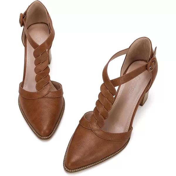Womens Block Chunky Heels T Strap Dress Shoes Closed Toe Braided Stacked Heeled Sandals Pumps