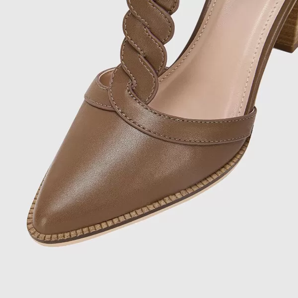 Womens Block Chunky Heels T Strap Dress Shoes Closed Toe Braided Stacked Heeled Sandals Pumps