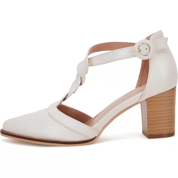 Womens Block Chunky Heels T Strap Dress Shoes Closed Toe Braided Stacked Heeled Sandals Pumps