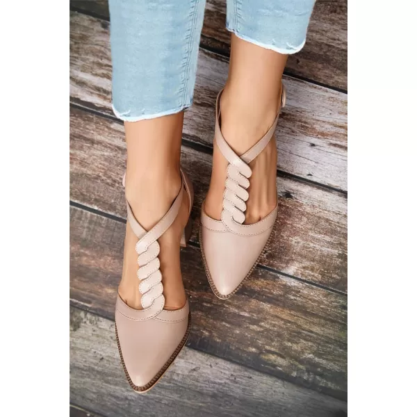 Womens Block Chunky Heels T Strap Dress Shoes Closed Toe Braided Stacked Heeled Sandals Pumps