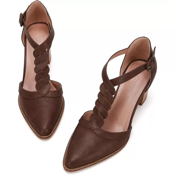 Womens Block Chunky Heels T Strap Dress Shoes Closed Toe Braided Stacked Heeled Sandals Pumps