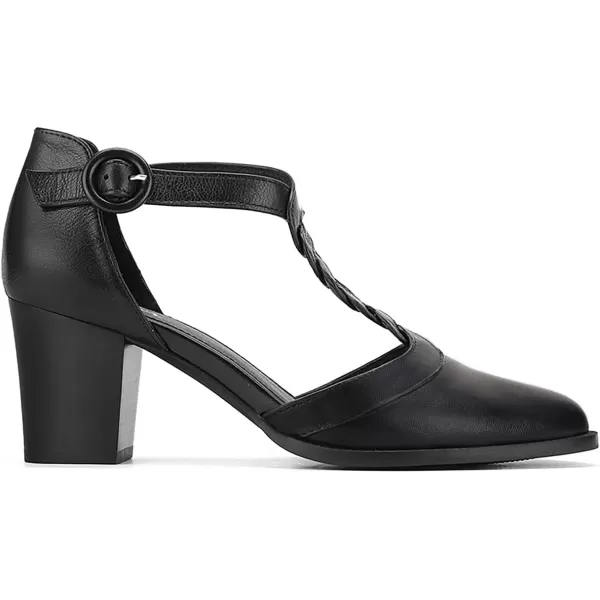 Womens Block Chunky Heels T Strap Dress Shoes Closed Toe Braided Stacked Heeled Sandals Pumps