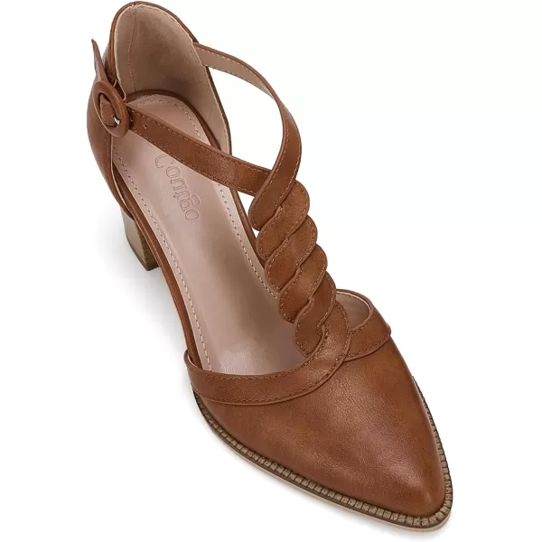Womens Block Chunky Heels T Strap Dress Shoes Closed Toe Braided Stacked Heeled Sandals Pumps
