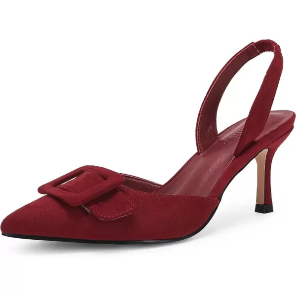 Coutgo Women's Pointed Toe Slingback Pumps Square Buckle Heeled Sandals Stiletto Heels Slip On Party Dress Shoes