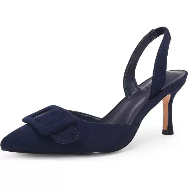 Coutgo Women's Pointed Toe Slingback Pumps Square Buckle Heeled Sandals Stiletto Heels Slip On Party Dress Shoes