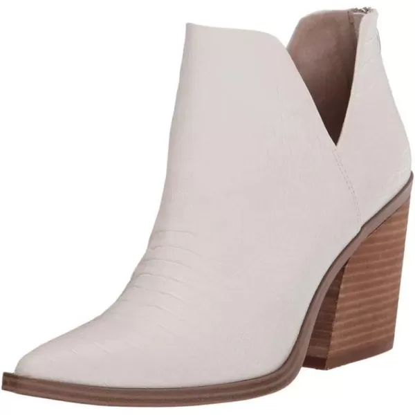 Kathemoi Womens Slip on Ankle Boots V Cutout Pointed Toe Chunky Stacked Mid Heel Booties