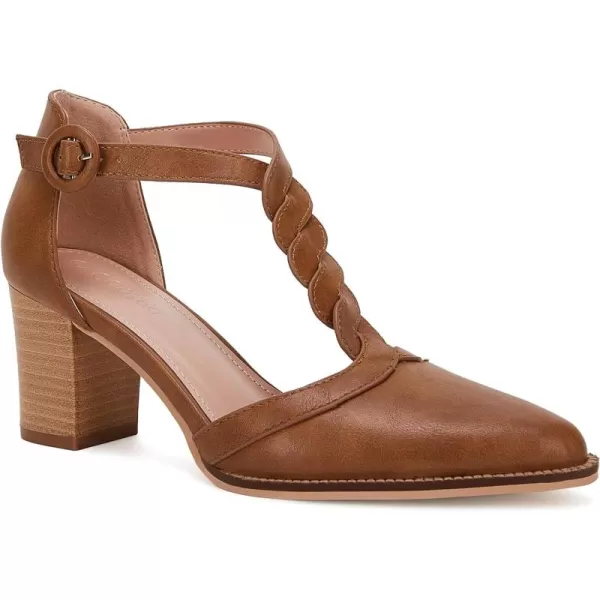 Womens Block Chunky Heels T Strap Dress Shoes Closed Toe Braided Stacked Heeled Sandals Pumps