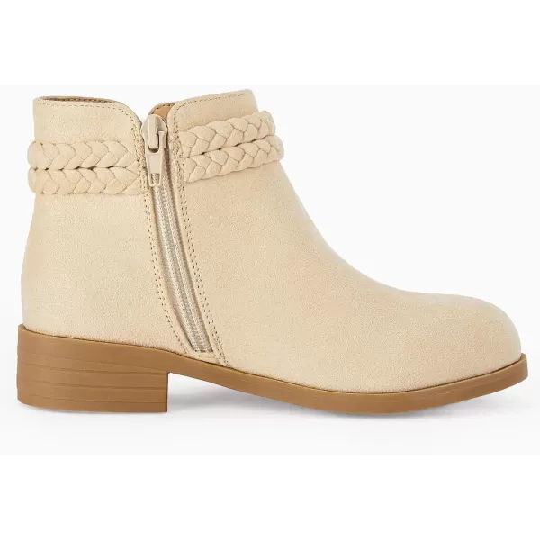 Coutgo Girls Ankle Boots Cowgirl Braided Fringe Strap Chunky Low Heel Suede Booties Western Walking Shoes Toddler Little Kid Big Kid