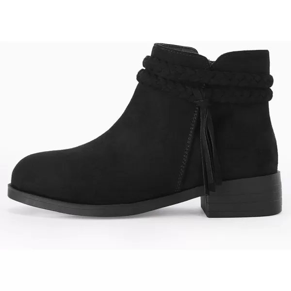 Coutgo Girls Ankle Boots Cowgirl Braided Fringe Strap Chunky Low Heel Suede Booties Western Walking Shoes Toddler Little Kid Big Kid