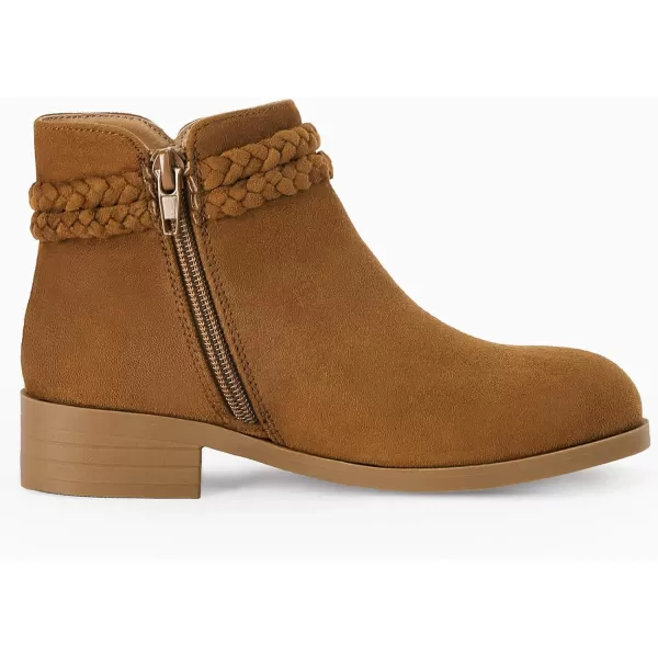 Coutgo Girls Ankle Boots Cowgirl Braided Fringe Strap Chunky Low Heel Suede Booties Western Walking Shoes Toddler Little Kid Big Kid