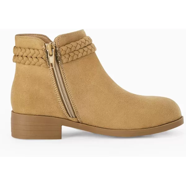 Coutgo Girls Ankle Boots Cowgirl Braided Fringe Strap Chunky Low Heel Suede Booties Western Walking Shoes Toddler Little Kid Big Kid