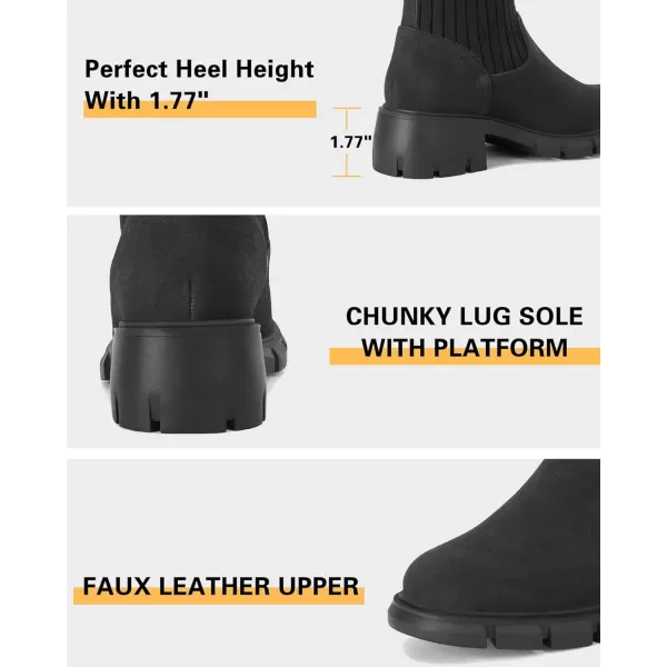 Coutgo Girls Boots Kids Combat Chelsea Ankle Booties Chunky Heel Lug Sole Elastic Fall Fashion Shoes Toddler Little Kid Big Kid Toddler Little Kid Big Kid