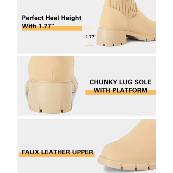 Coutgo Girls Boots Kids Combat Chelsea Ankle Booties Chunky Heel Lug Sole Elastic Fall Fashion Shoes Toddler Little Kid Big Kid Toddler Little Kid Big Kid