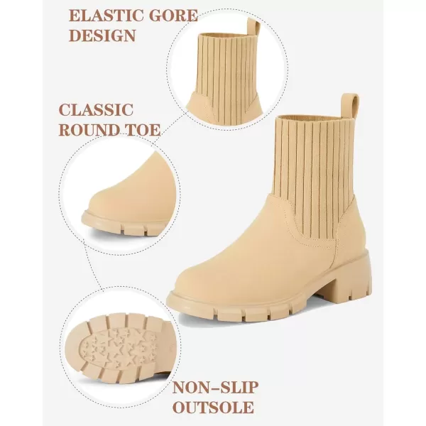 Coutgo Girls Boots Kids Combat Chelsea Ankle Booties Chunky Heel Lug Sole Elastic Fall Fashion Shoes Toddler Little Kid Big Kid Toddler Little Kid Big Kid