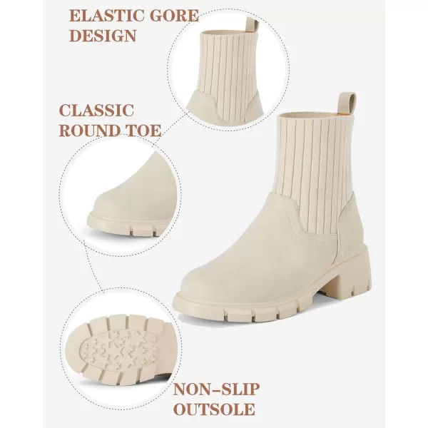 Coutgo Girls Boots Kids Combat Chelsea Ankle Booties Chunky Heel Lug Sole Elastic Fall Fashion Shoes Toddler Little Kid Big Kid Toddler Little Kid Big Kid