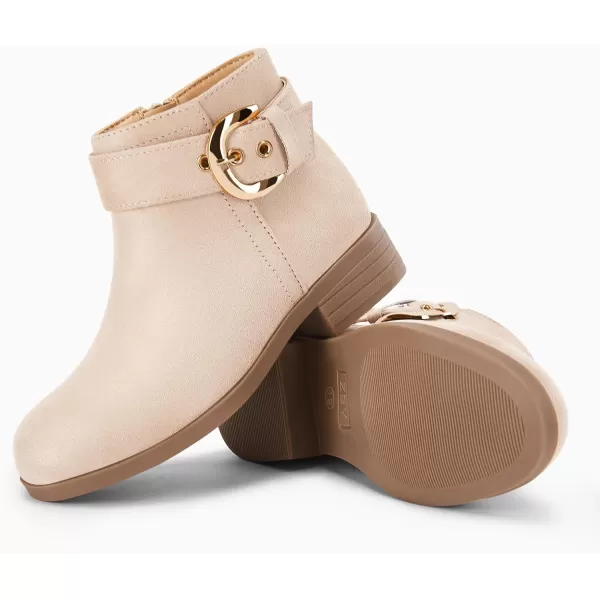 Coutgo Girls Boots Round Toe Low Heel Ankle Boot with Classic Side Zipper and Buckle Dress Booties for Little Kids/Big Kids