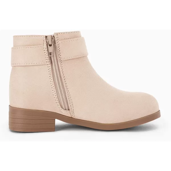 Coutgo Girls Boots Round Toe Low Heel Ankle Boot with Classic Side Zipper and Buckle Dress Booties for Little Kids/Big Kids