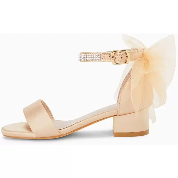 Coutgo Girl's Bow Knot Dress Sandals Low Heel Princess One Strap Flats Rhinestone Wedding Party Shoes for Kids