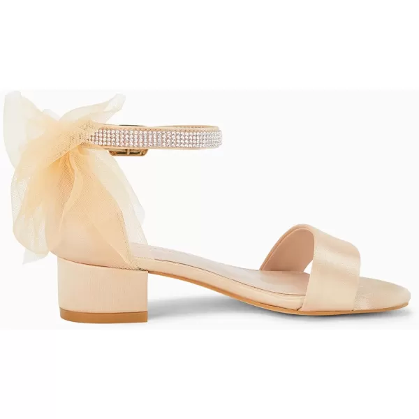 Coutgo Girl's Bow Knot Dress Sandals Low Heel Princess One Strap Flats Rhinestone Wedding Party Shoes for Kids
