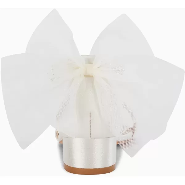 Coutgo Girl's Bow Knot Dress Sandals Low Heel Princess One Strap Flats Rhinestone Wedding Party Shoes for Kids