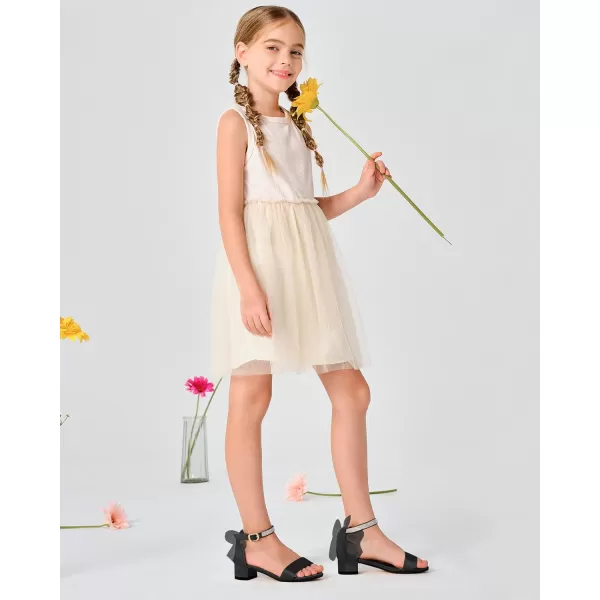 Coutgo Girl's Bow Knot Dress Sandals Low Heel Princess One Strap Flats Rhinestone Wedding Party Shoes for Kids
