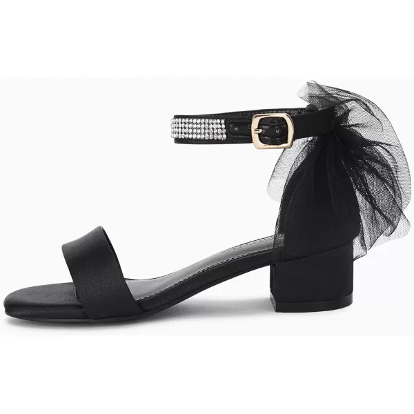 Coutgo Girl's Bow Knot Dress Sandals Low Heel Princess One Strap Flats Rhinestone Wedding Party Shoes for Kids
