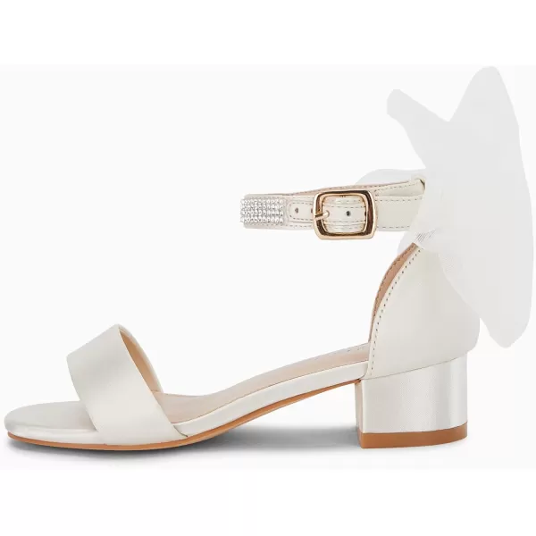 Coutgo Girl's Bow Knot Dress Sandals Low Heel Princess One Strap Flats Rhinestone Wedding Party Shoes for Kids