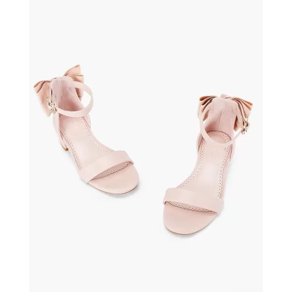 Coutgo Girl's Bow Tie Heeled Sandals Open Toe Chunky Low Heel Rhinestone Princess Dress Shoes