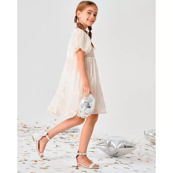 Coutgo Girl's Bow Tie Heeled Sandals Open Toe Chunky Low Heel Rhinestone Princess Dress Shoes