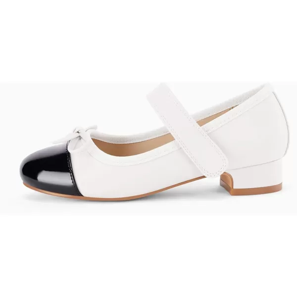 Coutgo Girls Dress Shoes Mary Jane Low Heel Bow Two Toned Wedding Party Princess Shoes for Toddler Little Big Kids