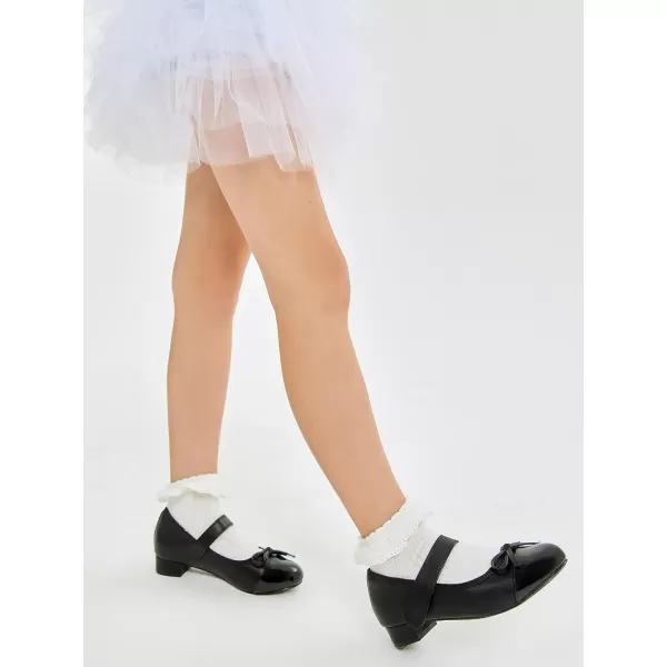 Coutgo Girls Dress Shoes Mary Jane Low Heel Bow Two Toned Wedding Party Princess Shoes for Toddler Little Big Kids
