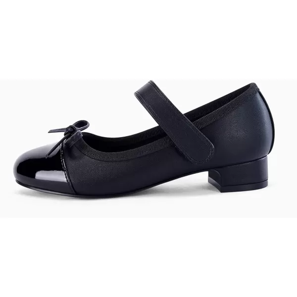 Coutgo Girls Dress Shoes Mary Jane Low Heel Bow Two Toned Wedding Party Princess Shoes for Toddler Little Big Kids