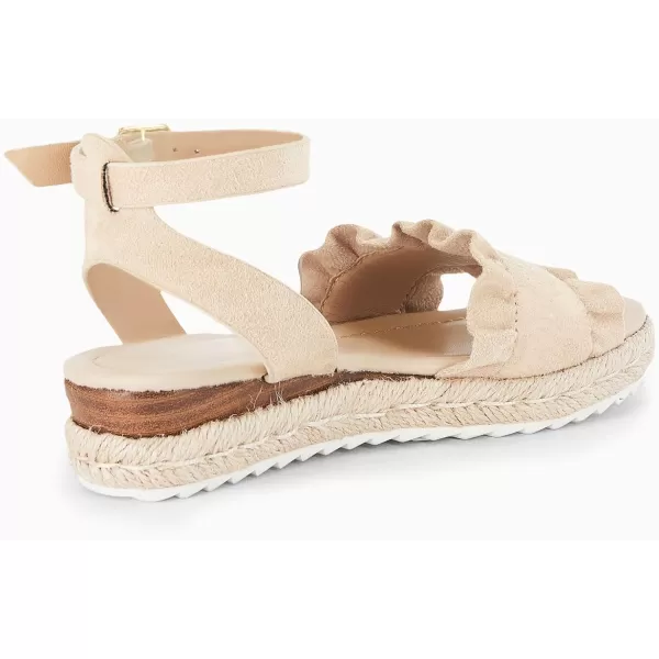 Coutgo Girls Espadrille Platform Sandals Ruffle Open Toe Ankle Buckle Strap Wedge Casual Summer Shoes for Kids Toddlers
