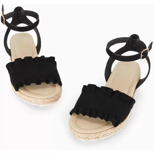 Coutgo Girls Espadrille Platform Sandals Ruffle Open Toe Ankle Buckle Strap Wedge Casual Summer Shoes for Kids Toddlers