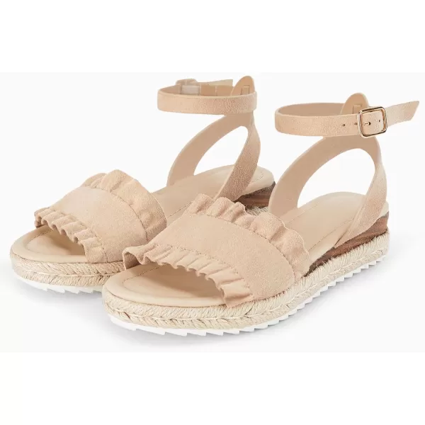 Coutgo Girls Espadrille Platform Sandals Ruffle Open Toe Ankle Buckle Strap Wedge Casual Summer Shoes for Kids Toddlers