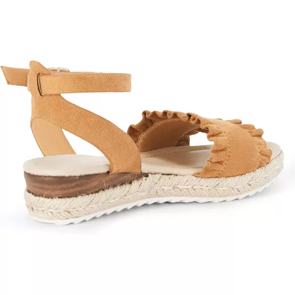 Coutgo Girls Espadrille Platform Sandals Ruffle Open Toe Ankle Buckle Strap Wedge Casual Summer Shoes for Kids Toddlers