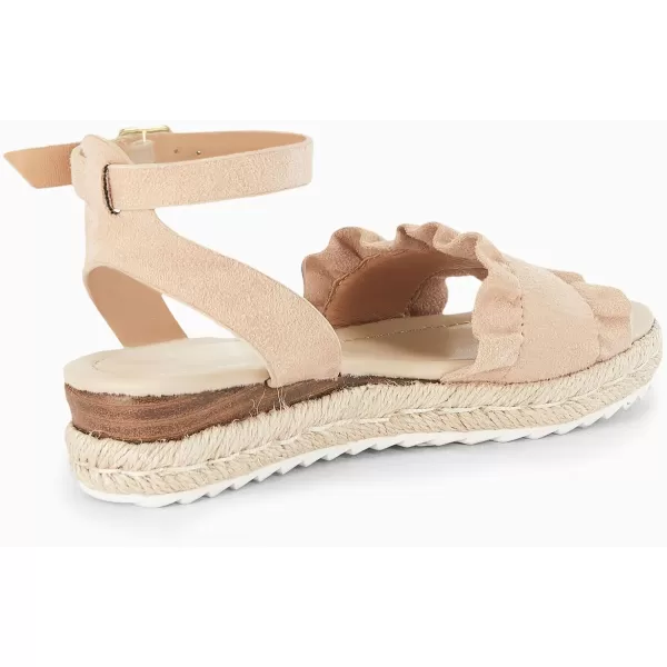 Coutgo Girls Espadrille Platform Sandals Ruffle Open Toe Ankle Buckle Strap Wedge Casual Summer Shoes for Kids Toddlers