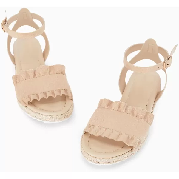 Coutgo Girls Espadrille Platform Sandals Ruffle Open Toe Ankle Buckle Strap Wedge Casual Summer Shoes for Kids Toddlers