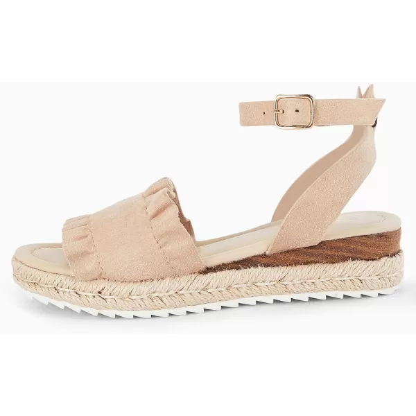 Coutgo Girls Espadrille Platform Sandals Ruffle Open Toe Ankle Buckle Strap Wedge Casual Summer Shoes for Kids Toddlers