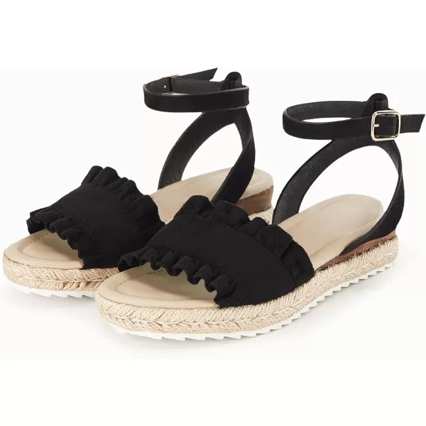 Coutgo Girls Espadrille Platform Sandals Ruffle Open Toe Ankle Buckle Strap Wedge Casual Summer Shoes for Kids Toddlers