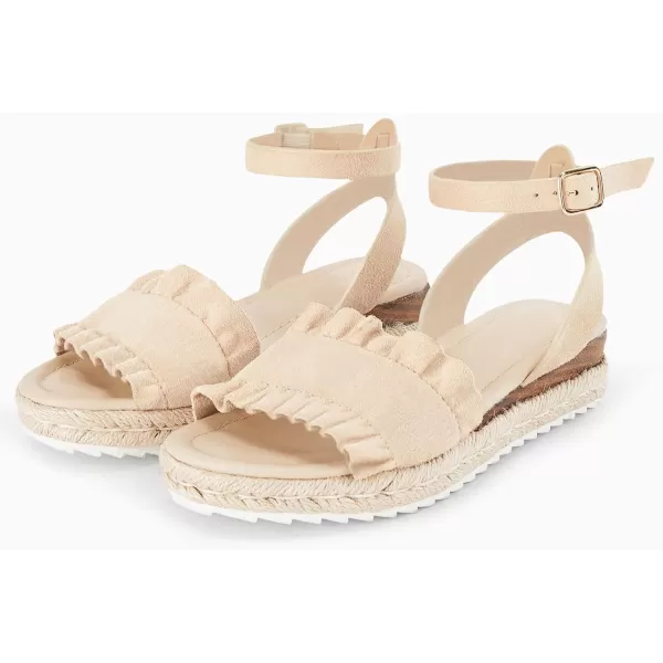 Coutgo Girls Espadrille Platform Sandals Ruffle Open Toe Ankle Buckle Strap Wedge Casual Summer Shoes for Kids Toddlers