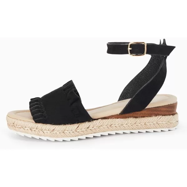 Coutgo Girls Espadrille Platform Sandals Ruffle Open Toe Ankle Buckle Strap Wedge Casual Summer Shoes for Kids Toddlers