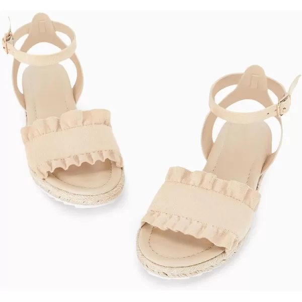 Coutgo Girls Espadrille Platform Sandals Ruffle Open Toe Ankle Buckle Strap Wedge Casual Summer Shoes for Kids Toddlers