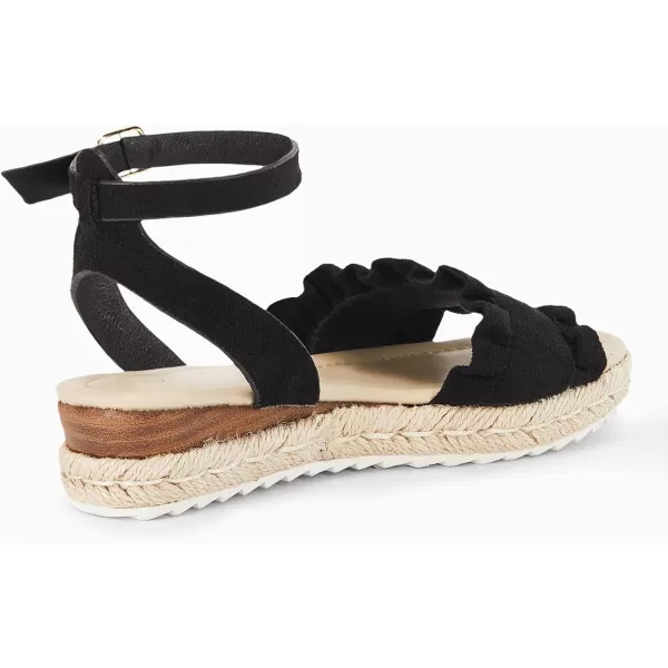 Coutgo Girls Espadrille Platform Sandals Ruffle Open Toe Ankle Buckle Strap Wedge Casual Summer Shoes for Kids Toddlers