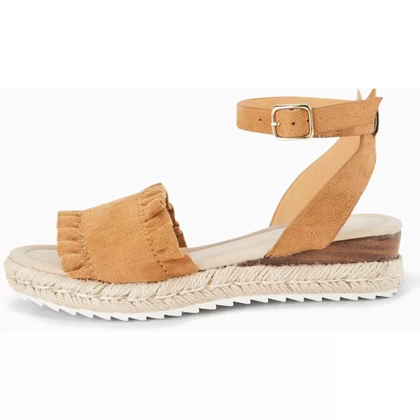 Coutgo Girls Espadrille Platform Sandals Ruffle Open Toe Ankle Buckle Strap Wedge Casual Summer Shoes for Kids Toddlers