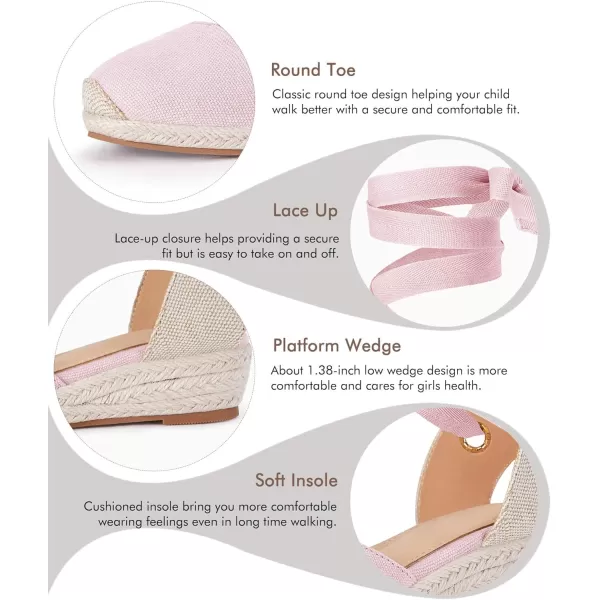 Coutgo Girls Espadrille Platform Wedge Sandals Closed Toe Lace Up Ankle Strap Summer Shoes Toddler Little Big Kid