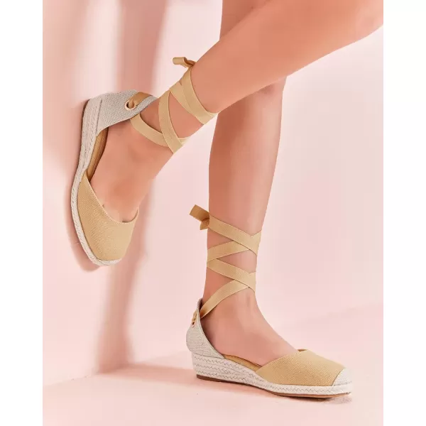 Coutgo Girls Espadrille Platform Wedge Sandals Closed Toe Lace Up Ankle Strap Summer Shoes Toddler Little Big Kid
